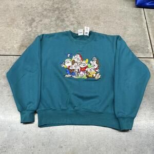 vintage snow white and the seven dwarfs teal disney crewneck size medium